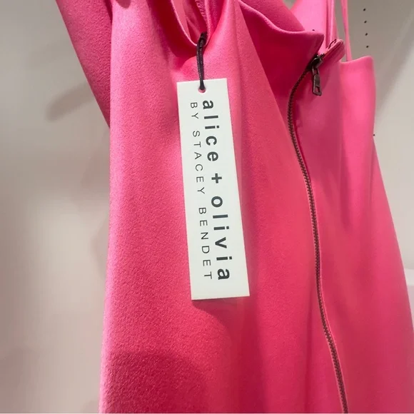 Alice + Olivia Vibrant Pink silk Dress new women - Picture 3 of 5
